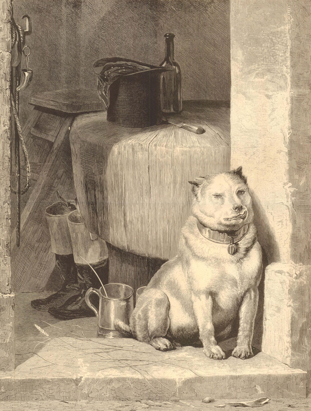 Low Life, by Sir Edwin Landseer. Dogs 1874 old antique vintage print picture